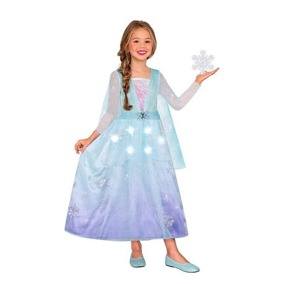 Nwt Halloween Girls Light-up Icy Snow Princess Fantasy Costumes, Sz M 7/8 - Picture 1 of 13